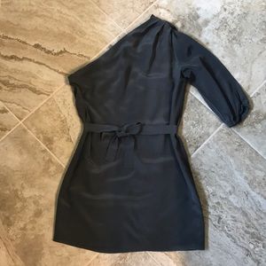 Charcoal grey silk dress